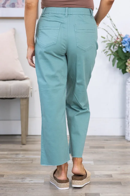 YMI Mint Cropped Wide Leg Trouser Pants